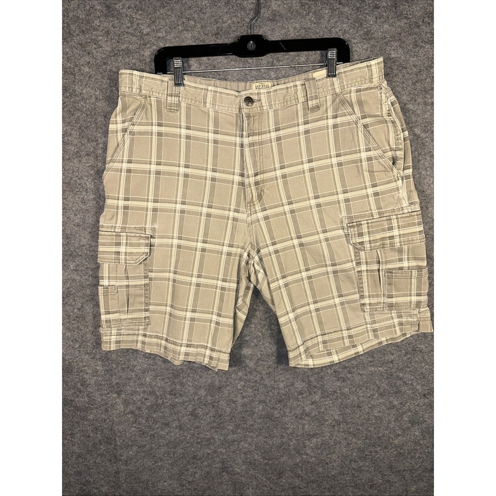 Red Head Beige Plaid Cargo Shorts Mens‎ Size 38